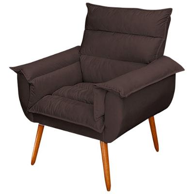 Poltrona Decorativa Monza Pés Palito Suede Marrom