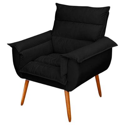 Poltrona Decorativa Monza Pés Palito Suede Preto