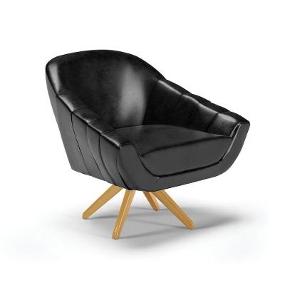 Poltrona Giratória Corano Base Madeira Ma30 Preto