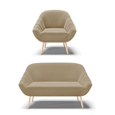 Kit 01 Namoradeira E 01 Poltrona Suede Natural Marrom Rato