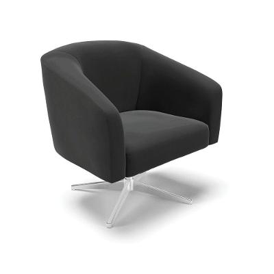 Poltrona Giratória Stella Veludo Preto Base Cromada