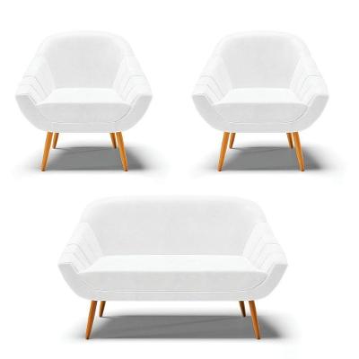 Kit 01 Namoradeira E 02 Poltronas Corano Castanho Branco
