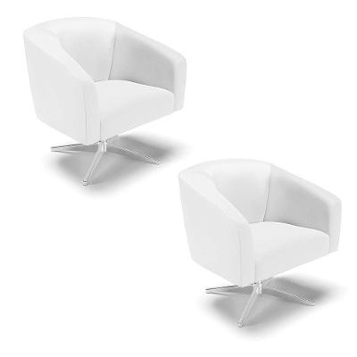 Kit 02 Poltronas Giratória Stella Corino Base Cromada - D'rossi Cor Branco