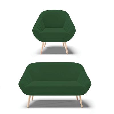 Kit 01 Namoradeira E 01 Poltrona Veludo Verde Natural