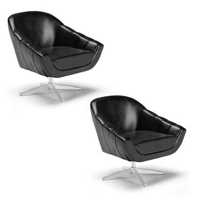 Kit 02 Poltronas Giratória Corano Base Cromada Preto