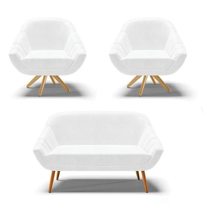 Kit 01 Namoradeira E 02 Poltronas Giratória Corano Branco