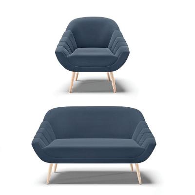 Kit 01 Namoradeira E 01 Poltrona Suede Azul Marinho