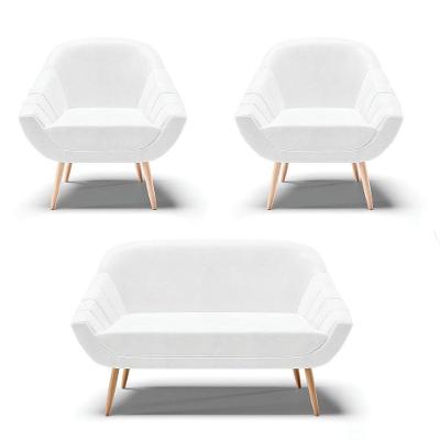 Kit 01 Namoradeira E 02 Poltronas Corano Natural Branco