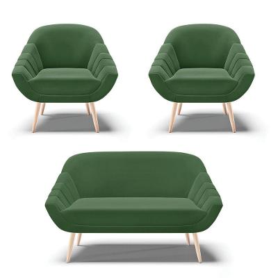 Kit 01 Namoradeira E 02 Poltronas Suede Natural Verde