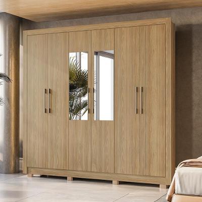 Guarda Roupa Casal Kappesberg Com Pés E Espelho 6 Portas 4 Gavetas Nogueira