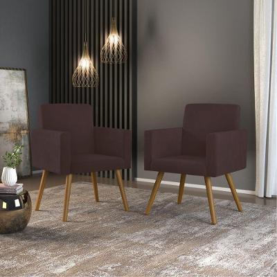 Kit 02 Poltronas Decorativa Nina Sala marrom