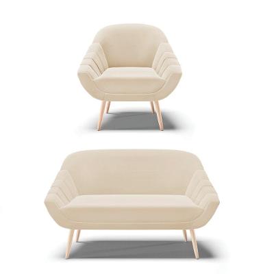 Kit 01 Namoradeira E 01 Poltrona Suede Natural Bege