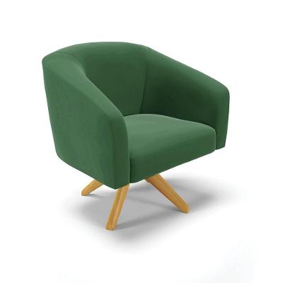 Poltrona Giratória Stella Veludo Base Madeira Ma30 - D'rossi Cor Verde