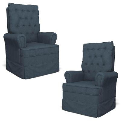 Kit 02 Poltronas De Amamentação E Descanso Com Balanço Laís G05 Linho Azul - Mpozenato