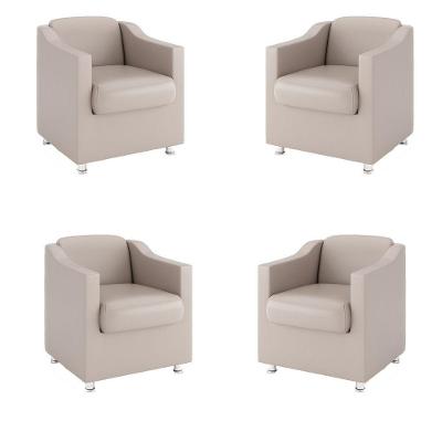 Kit 4 Poltronas Para Recepção Clínica Médica bege