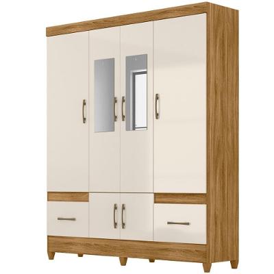Guarda Roupa Casal 6 Portas Com Espelho 9120 Freijo Off White Moval Freijo Off White