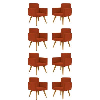 Kit 08 Cadeiras Poltronas Decorativa Recepção terracota
