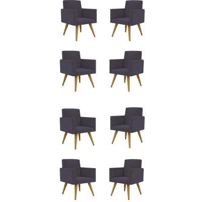Kit 08 Cadeiras Poltronas Decorativa Recepção cinza