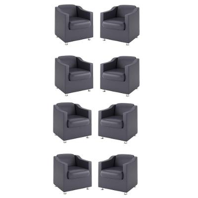 Kit 8 Poltronas Para Recepção Courino Cinza