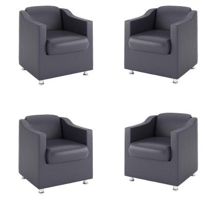Kit 4 Poltronas Para Recepção Clínica Médica cinza