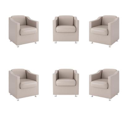 Kit 6 Poltronas Para Recepção Clínica Médica Courino Bege