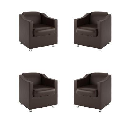 Kit 4 Poltronas Para Recepção Clínica Médica marrom