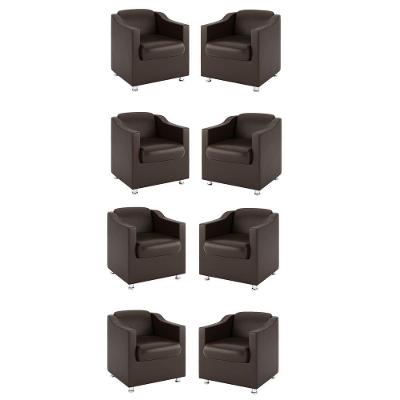 Kit 8 Poltronas Para Recepção Courino Marrom
