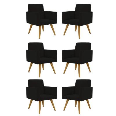 Kit 06 Poltronas Nina Decorativa Para Recepção preta