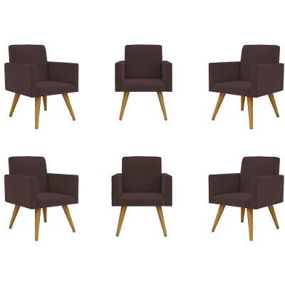 Kit 06 Poltronas Nina Decorativa Para Recepção marrom
