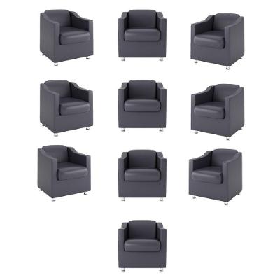 Kit 10 Poltronas Para Recepção Clínica Médica Courino Cinza