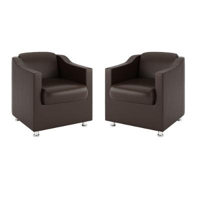 Kit 2 Poltronas Para Recepção Clínica Médica Courino Marrom