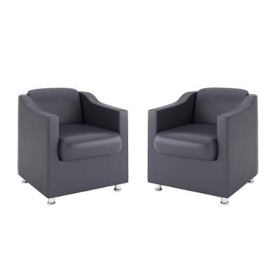 Kit 2 Poltronas Para Recepção Clínica Médica Courino Cinza