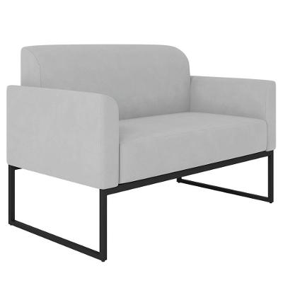 Poltrona Namoradeira 2 Lugares Industrial Preta S10 Cinza