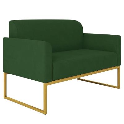 Poltrona Namoradeira 2 Lugares Industrial Dourada S23 Verde