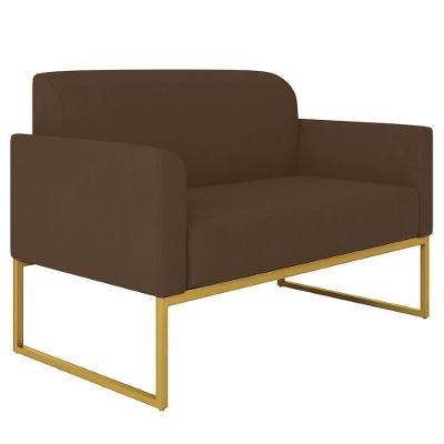 Poltrona Namoradeira 2 Lugares Dourada S06 Marrom