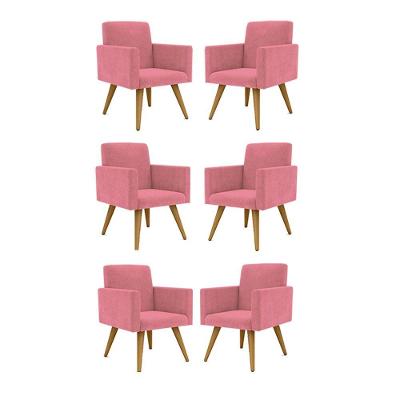 Kit 06 Poltronas Nina Decorativa Para Recepção rosa