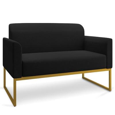 Poltrona Namoradeira 2 Lugares Industrial Dourada A79 Preto