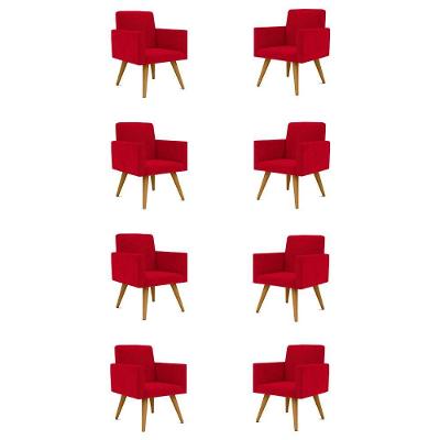 Kit 08 Cadeiras Poltronas Decorativa Recepção vermelha