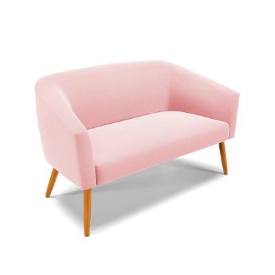 Namoradeira 02 Lugares Stella Suede Pés Palito Castanho - D'rossi Cor Rosa Bebê