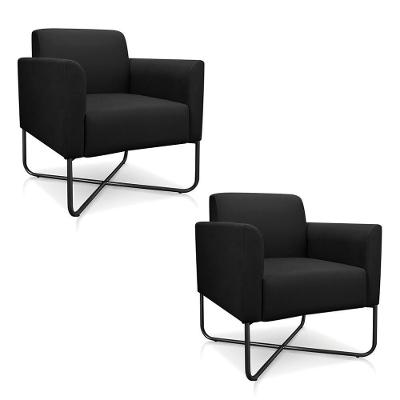 Kit 2 Poltronas Decorativas Industrial X Preta S07 Preto