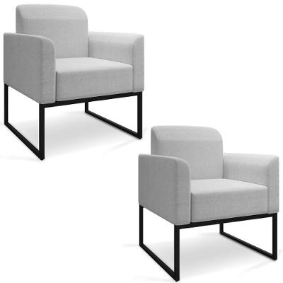 Kit 2 Poltronas Industrial Preta A05 Cinza Claro