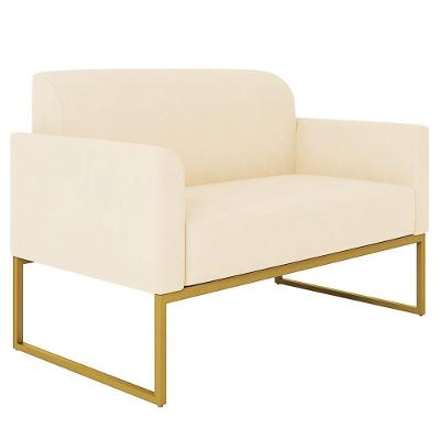 Poltrona Namoradeira 2 Lugares Industrial Dourada S03 Bege