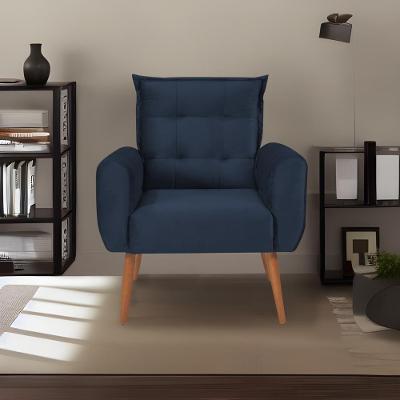 Poltrona Decorativa Para Sala De Estar Quarto E Escritorio Dakota Veludo Matrix - Azul Azul