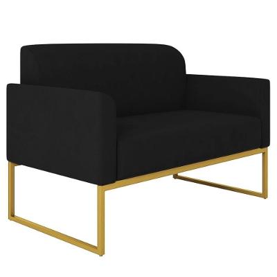 Poltrona Namoradeira 2 Lugares Industrial Dourada S07 Preto