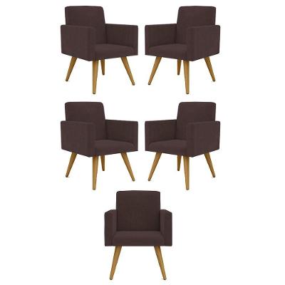 Kit 05 Poltronas Nina Decorativa Para Recepção Balaqui Decor Cor:marrom