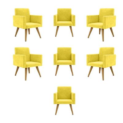 Kit 07 Poltronas Nina Decorativa Para Recepção Balaqui Decor Cor:amarelo