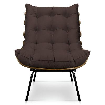 Poltrona Decorativa Costela Sala E Escritório Suede Marrom