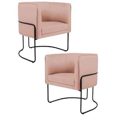 Kit 2 Poltronas Decorativas Base Aço Betina C-105 Rosê