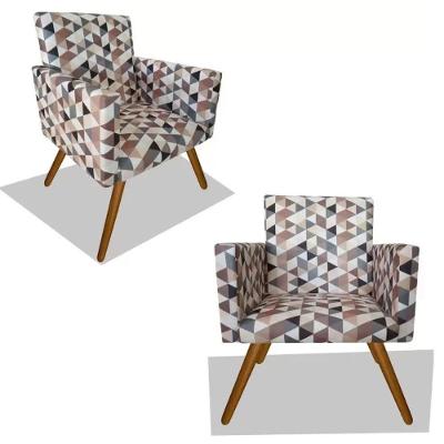 Kit 2poltronas Decorativas Nina Sala De Estar Triangulo Bege