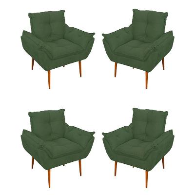 Kit 04 Cadeiras Poltronas De Luxo Opala Sala, Quarto Cor:verde